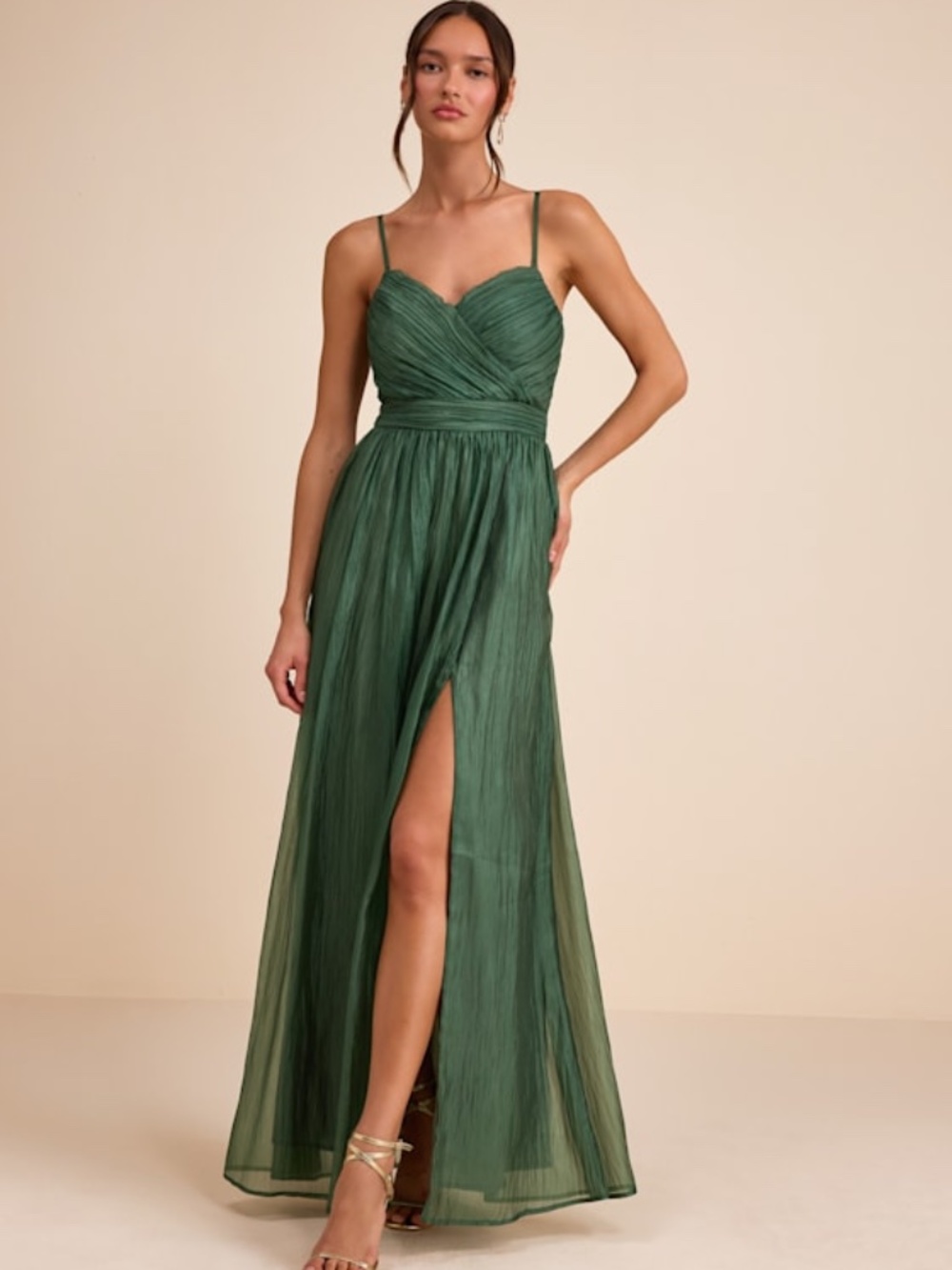 Lulus Rosalind Green Organza Strapless Maxi Dress - Size M